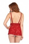 Leg Avenue 81549 2 pc Nuisette en Dentelle avec Tour de Cou Style Harnais/String Assorti Rouge Taille Unique 36-40