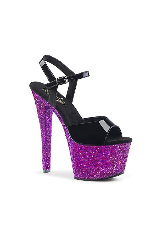 Pleaser SKY-309LG Blk Pat/Slv Multi Glitter UK 6 EU 39 