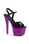 Pleaser SKY-309LG Blk Pat/Slv Multi Glitter UK 6 EU 39 