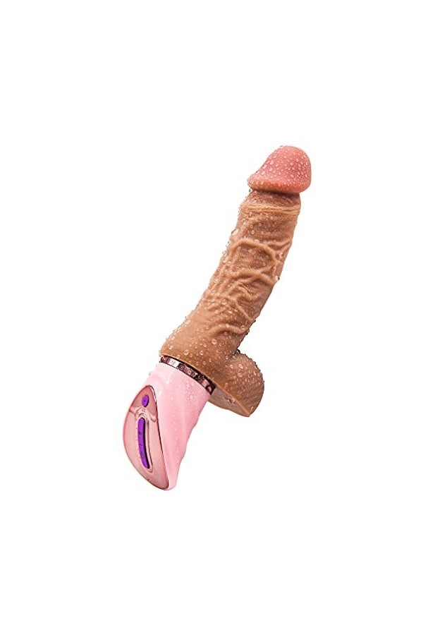 HOTCOS Jouets Réalistes Didlo Jouets Électriques Vibrants Doux Jouets de Massage Télescopiques, Rechargeable Adullt Jouets Po
