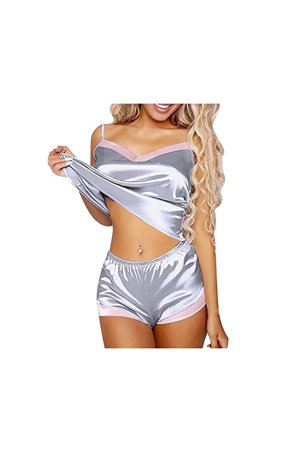 Soutien Gorge Sexy, Femme sous-Vêtements Pyjamas Deux Pièces Hot Short À Jarretelles en Soie Sexy and Interesting Home Clothe