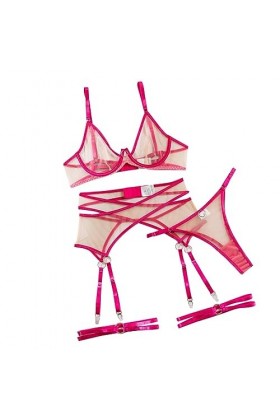 Ensemble De Lingerie Sexy pour Femme Quatre Contrastante Et Bord avec Anneau en Acier Body Dentelle Nuisettes Deshabillés Bab
