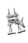 Ensemble De Lingerie Sexy pour Femme Quatre Contrastante Et Bord avec Anneau en Acier Body Dentelle Nuisettes Deshabillés Bab
