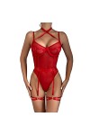 Générique Pyjama Femme Polaire Chaud Costume Trois pièces pour Femmes Mesh Love Split sous-vêtements Sexy Nuisette Sexy Femme