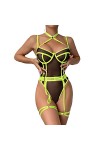 Générique Pyjama Femme Polaire Chaud Costume Trois pièces pour Femmes Mesh Love Split sous-vêtements Sexy Nuisette Sexy Femme