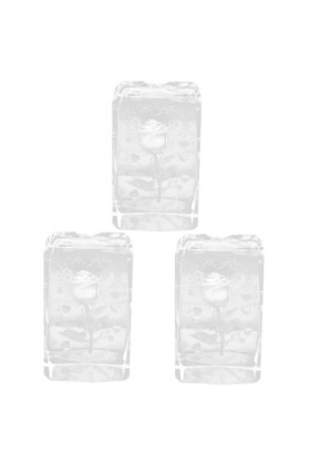 Healeved 3 Pièces Ornements En Cristal Figurine Rose En Cristal Figurines Soufflées à La Main Presse Papier Cristal Rose Fleu