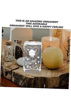 Healeved 3 Pièces Ornements En Cristal Figurine Rose En Cristal Figurines Soufflées à La Main Presse Papier Cristal Rose Fleu