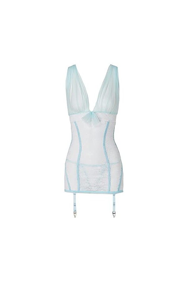 Shirley of Hollywood Nombre 25235 Taille M Blanc/Bleu clair dentelle stretch Ensemble nuisette sexy pour femme