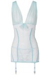 Shirley of Hollywood Nombre 25235&nbsp;Taille M Blanc/Bleu clair dentelle stretch Ensemble nuisette sexy pour femme