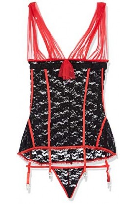 Shirley of Hollywood Nombre x25235&nbsp;Taille 2&nbsp;X Rouge/Noir Dentelle Stretch et deniers Nuisette Sexy pour femme