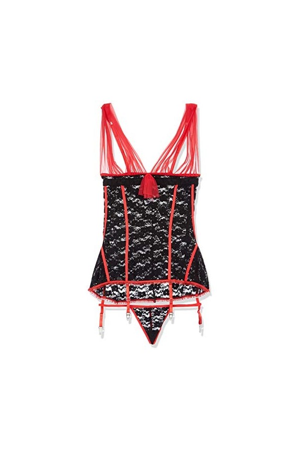 Shirley of Hollywood Nombre x25235 Taille 2 X Rouge/Noir Dentelle Stretch et deniers Nuisette Sexy pour femme