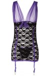 Shirley of Hollywood Nombre x25235&nbsp;Taille 2&nbsp;X Violet/Noir Dentelle Stretch et deniers Nuisette Sexy pour femme