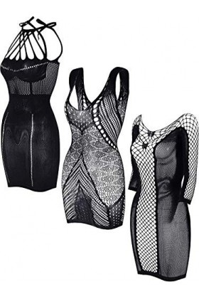 LOVELYBOBO 3 Pack Sexy Mini Robe Erotique Mini Cosplay Corset Bodycon Clubwear Robe Moulante Femme Lingerie