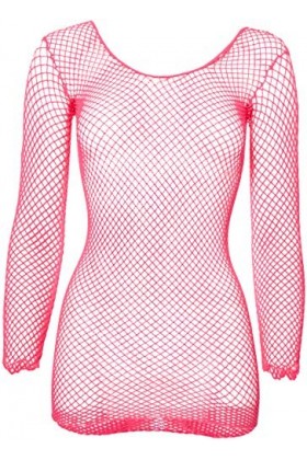 Orion Mini Robe en Résille avec des Manches Longues - Rose - Taille unique