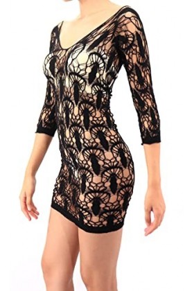 Robe Lingerie De Nuit Femme - Ultra Élastique – Noir - 40-75 kg