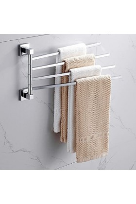 Porte-Serviettes en Acier Inoxydable 2/4 Porte-Serviettes pivotant Cintre Peignoir Porte-Serviettes Support Mural Rotatif Acc