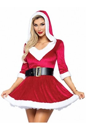 Leg Avenue Mrs. Claus Robe avec ceinture, Multicolore Rot/Blanc/Noir ,M/L