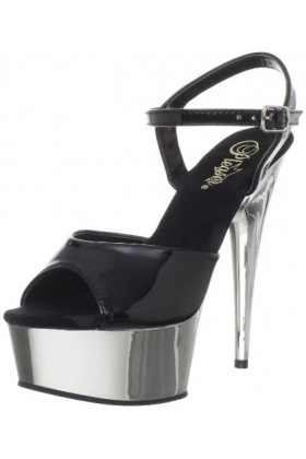 Pleaser Delight-609, Plateau. Femme, Noir Blk/SLV Chrome , 41 EU