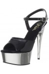 Pleaser Delight-609, Plateau. Femme, Noir Blk/SLV Chrome , 41 EU