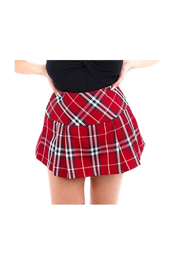 Ro Rox Alicia Punk Tartan Plaid Mignon Sexy Mini Jupe, Rouge, M