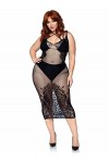 Leg Avenue Robe sans Coutures en Résille/Dentelle avec Effet Laçage dans Dos Noir Taille 1X-2X