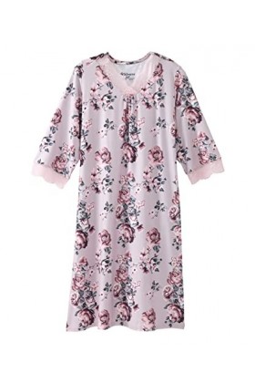Chemise de nuit adaptative à dos ouvert avec bordure en dentelle pour femmes – Robe dhôpital sans regard à col en V pour per