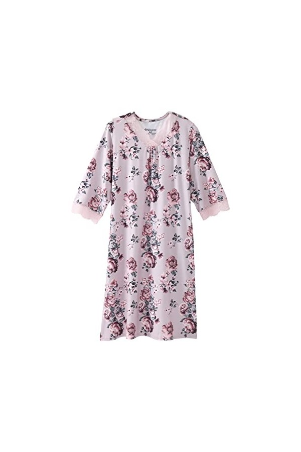 Chemise de nuit adaptative à dos ouvert avec bordure en dentelle pour femmes – Robe dhôpital sans regard à col en V pour per