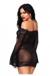 Leg Avenue Robe Lingerie Souffle Chaud Noir Taille Unique
