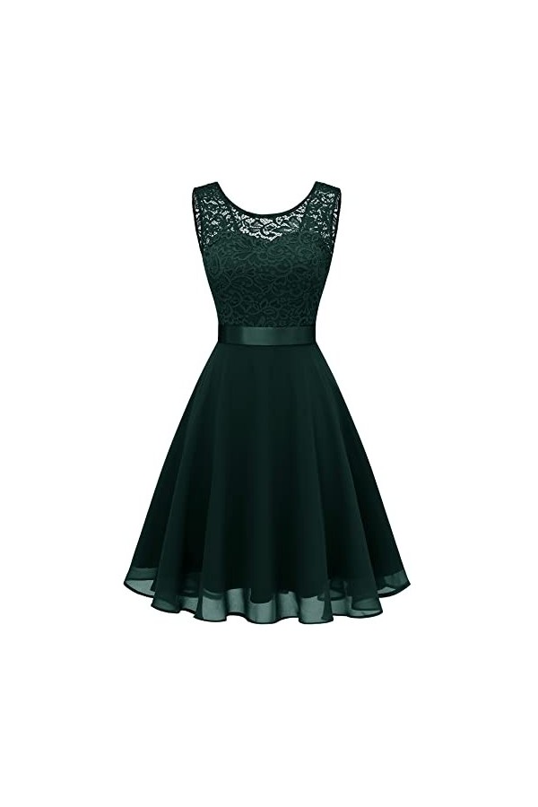 BeryLove Robe de demoiselle dhonneur courte en dentelle florale pour femme - - Taille S