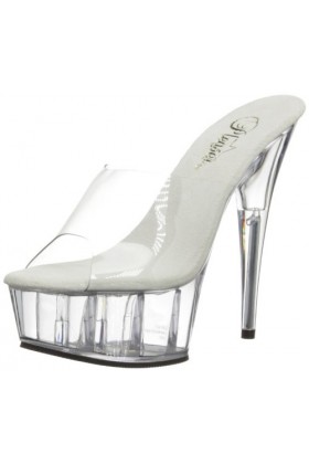 Pleaser Delight-601, Plateau, Transparent Blk Pat/Blk , 35 EU