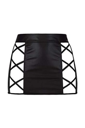 Axami Mini jupe en latex pour femme - Noir - 36