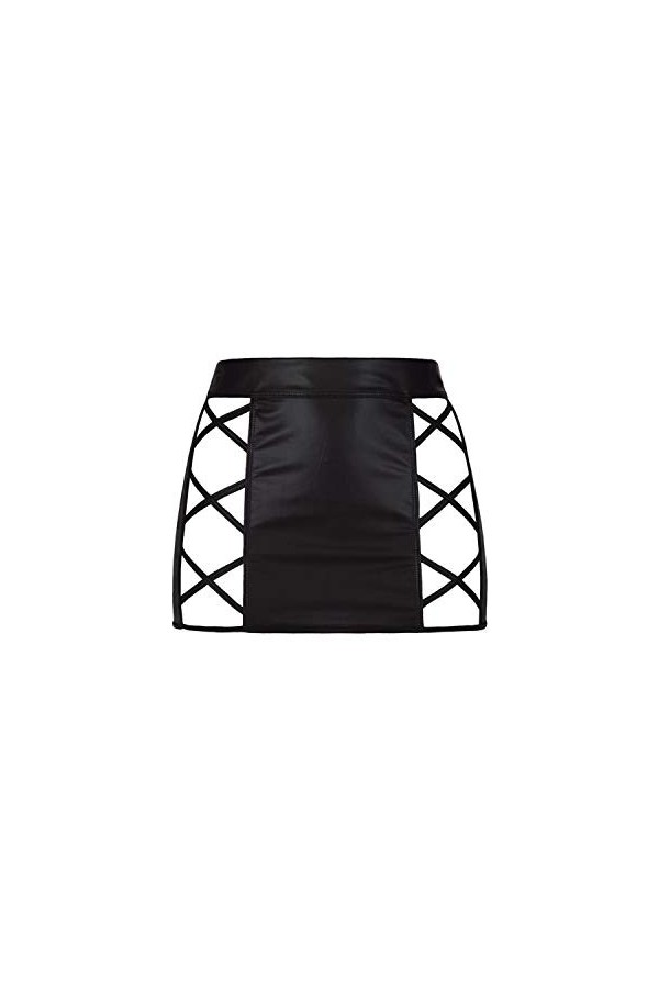 Axami Mini jupe en latex pour femme - Noir - 36