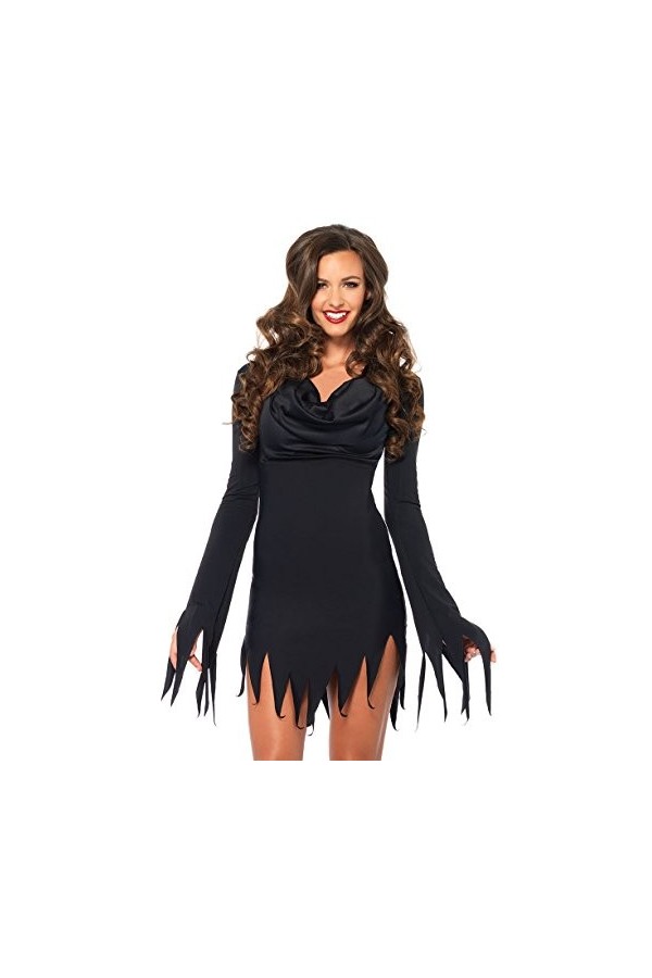 Leg Avenue - 8533806001 - Déguisement pour Adulte - Modèle 85338 - Robe Lambeaux À Col Bénitier - Taille M/l - Noir