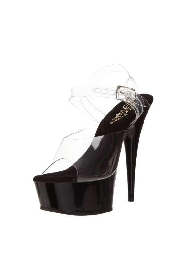 Pleaser Delight-608, Sandales Bout ouvert femme - Transparent - Transparent transparent Clr/Blk , 35