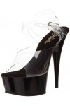 Pleaser Delight-608, Sandales Bout ouvert femme - Transparent - Transparent transparent Clr/Blk , 35
