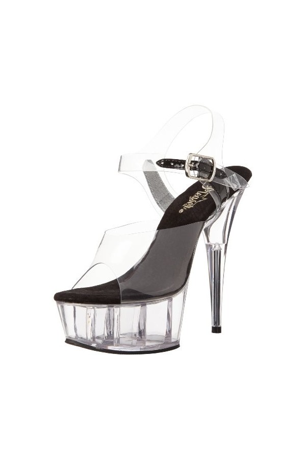 Pleaser Delight-608, Sandales Bout ouvert femme - Transparent - Transparent transparent Clr/Blk , 35