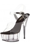 Pleaser Delight-608, Sandales Bout ouvert femme - Transparent - Transparent transparent Clr/Blk , 35
