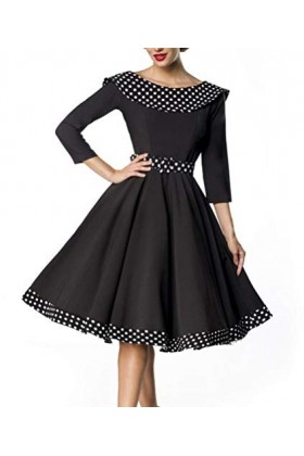 Robe Swing à Pois, Noir/blanc., XXXXL