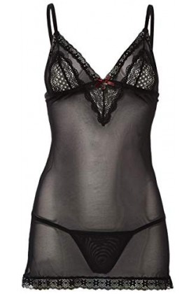 obsessive Nuisette et String 820-CHE-1 Noir Taille XXL