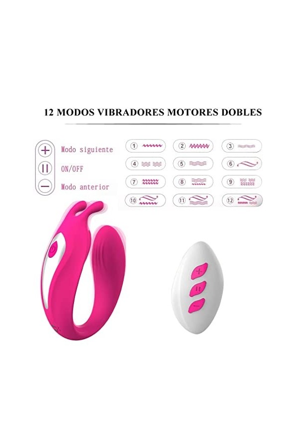 Vibromasseur télécommandé pour couple - Sextoy vibrant pour couple - Stimulation du point G et du clitoris - Étanche - Téléco