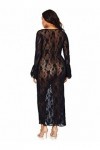 Leg Avenue 86092Q Longue Robe en Dentelle Stretch avec Décolleté Plongeant Noir Taille Plus 42-46