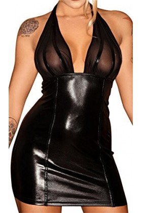 Noir Handmade Clubwear Mini robe de soirée en tulle et effet mouillé Noir - Noir - M