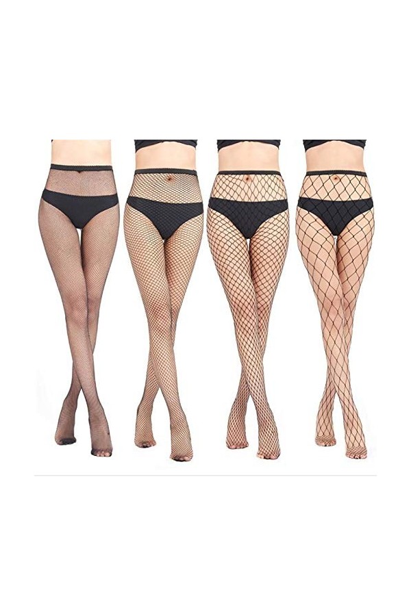 ZYDIP 4PC Femmes Mode Sexy Sexy Collants Sexy Pantyhose Black Femmes Collants Stocking Fishnet Bas Club Party Hosiery