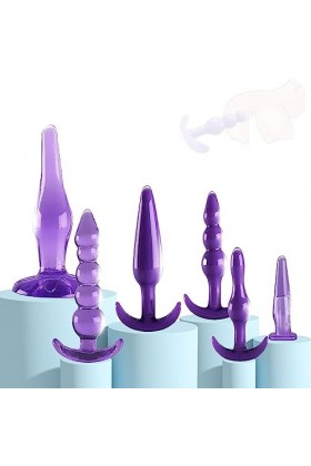 Q1-Un Set dEntraînement en Silicone Lisse Violet De 6 Pièces Ḁṉḁl Plṳg Ḁṉḁle Femme Prôsṱḁṱe Deḇṳṱḁṉt Homme Vḯḇrḁṉṱ Plṳgs Ḁṉḁ