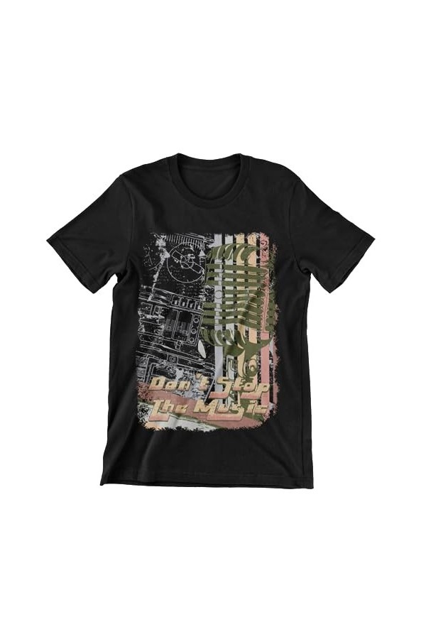 T-shirt à manches courtes noir Don´t Stop The Music, qui narrête pas la musique, unisexe, Noir , XL