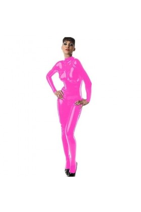 JQYTEN Sexy femmes PVC pieds Catsuit col roulé maigre body à manches longues combinaison exotique tout match Cosplay Costume