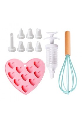 GuoQiao Ensemble de pâtisserie pour Enfants Fouet Manuel Dessert Seringues de décoration Coeur Moule en Silicone Outil de Cui