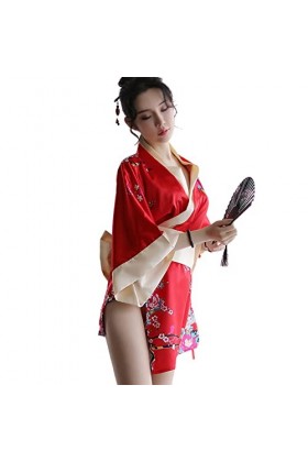 QNCLO robe chinoise sexy kimono japonais cosplay pyjama kawaii rouge1 