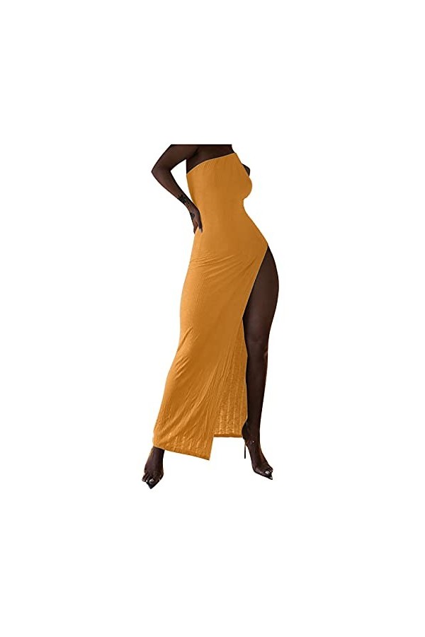 2023 Nouveau style Y23-K - Robe sexy pour femme - Robe midi sexy, Orange, S