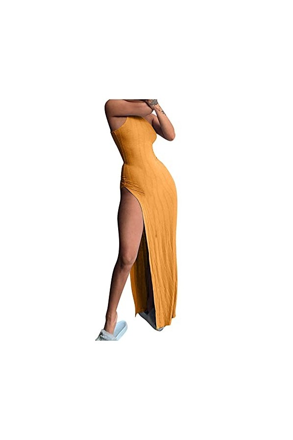 2023 Nouveau style Y23-K - Robe sexy pour femme - Robe midi sexy, Orange, S